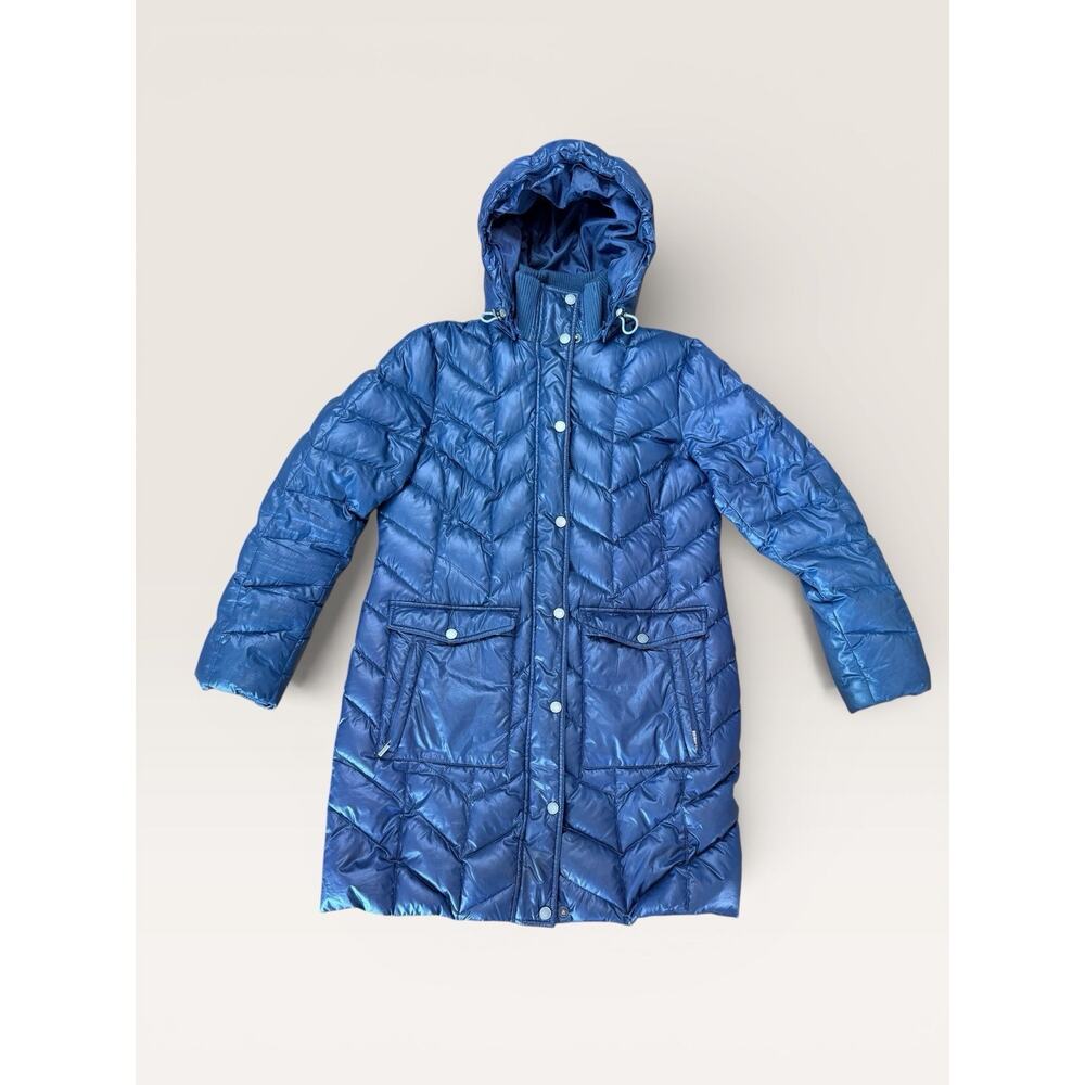 Land’s End Down Puffer Coat Hood Lightweight Navy Parka Winter Women’s S/P 6-8